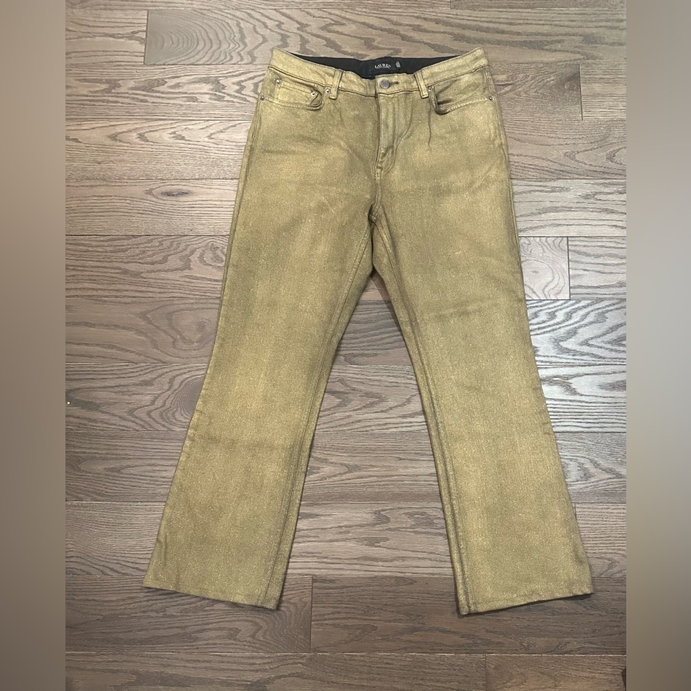 Lauren Ralph Lauren Gold Metallic Straight-Leg Pants Women’s Size 12